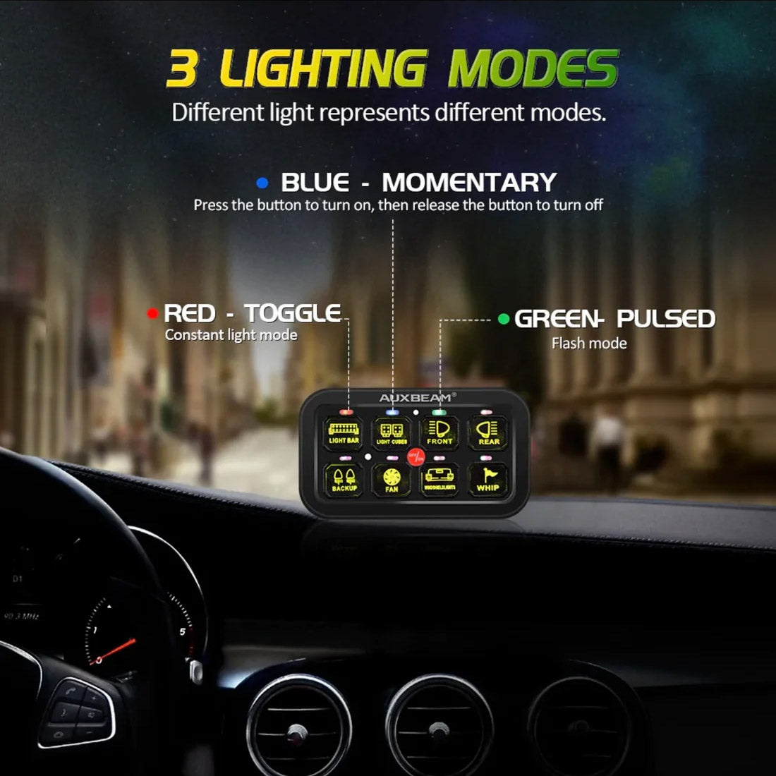 Auxbeam AR-800 RGB Bluetooth Multifunction Switch Panel w/ App