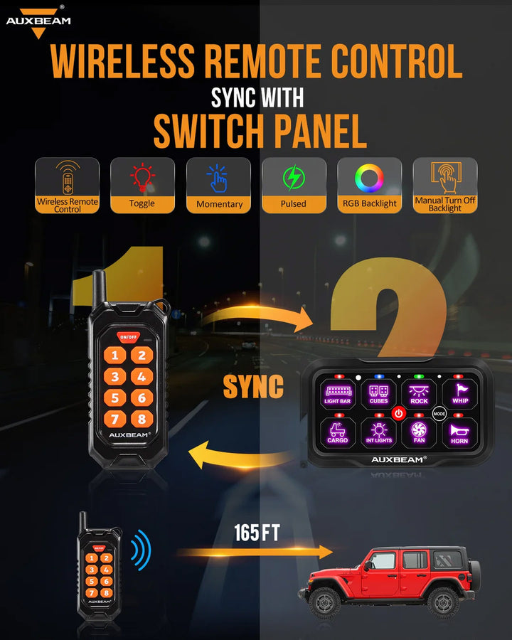 RC-800/RA84 RGB SWITCH PANEL WITH REMOTE CONTROLLER, TOGGLE/ MOMENTARY/ PULSED MODE SUPPORTED (ONE-SIDED OUTLET)