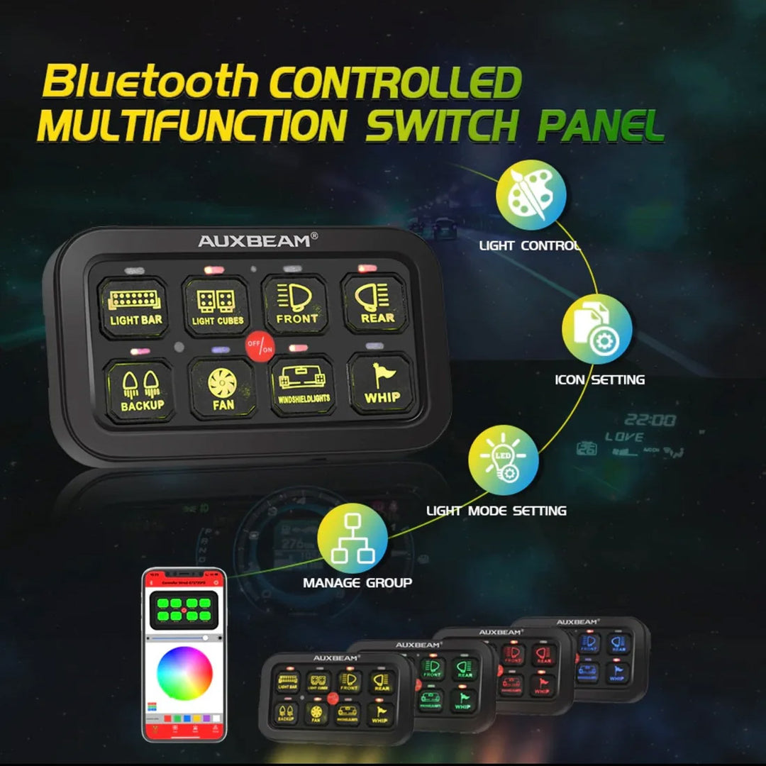 Auxbeam AR-800 RGB Bluetooth Multifunction Switch Panel w/ App